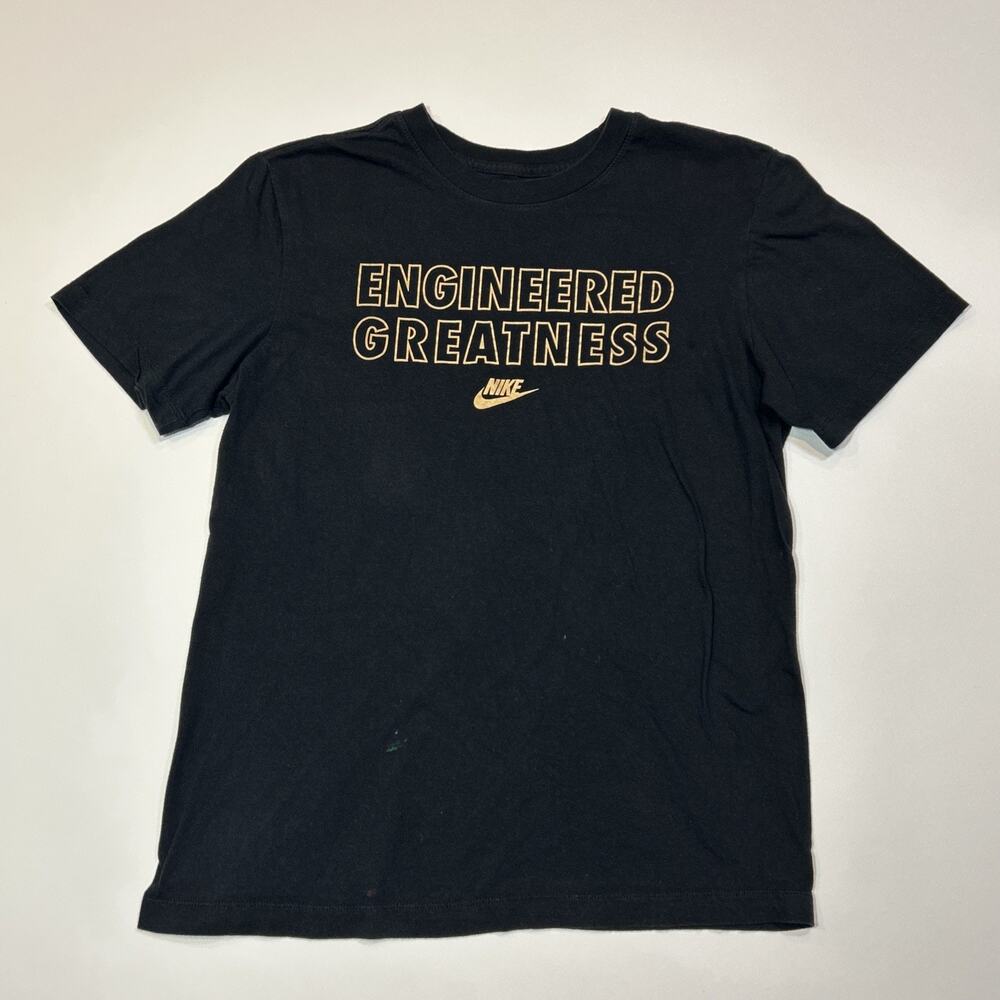 Nike Tee Shirt Mens Size Medium Black Engineered Greatness Swoosh Logo